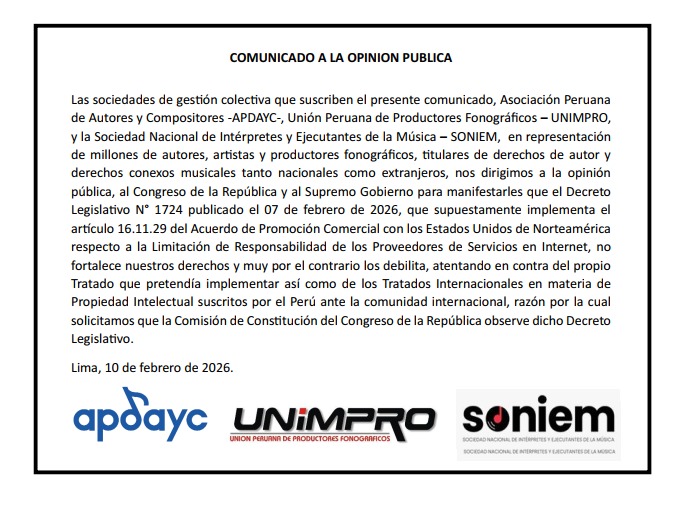 Comunicado a la opinion publica